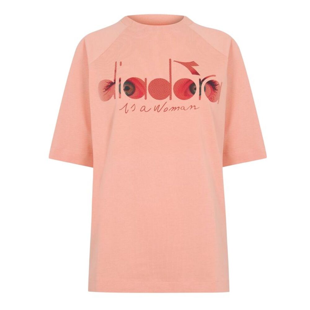 Diadora Womens/Ladies Flowers Crew Neck  T-Shirt / Coral Red